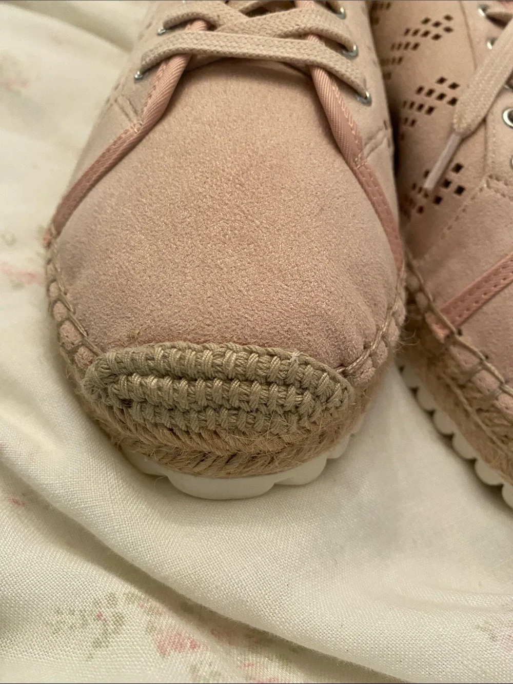 Marc Fisher Blush Pink Perforated Espadrille Sneakers
